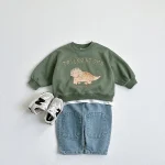 [80-130cm] 恐竜柄 プルオーバ トレーナー