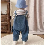 [73-100cm]セットアップ サロペット 恐竜柄 カジュアル シャツ 二点セット - Image 2