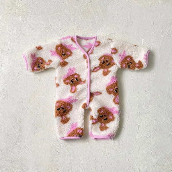 [66-90cm] ラビットor熊柄 ボア オールインワン