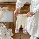 [66-100cm] ボンボン付き カラー切り替え レギンス - Image 7