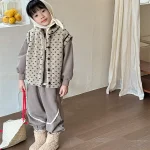 [80-130cm] 花柄ボア ベスト - Image 2