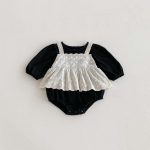 [66-90cm]レイヤード レース ロンパース - Image 7