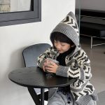 [80-150cm] フード付き ニット カーディガン - Image 4