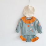 [66-100cm]二点セット 可愛い フラワー 刺繍入り ニット - Image 8