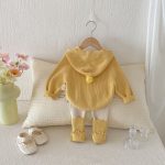 [73-110cm]セットアップ ハート付き キイロ フード付き 可愛い - Image 3