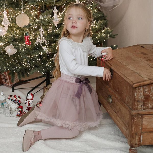 [90-150cm]インナーシャツ チュール フリル襟 トップス