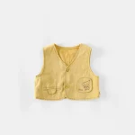 [66-90cm]セットアップ ベスト& ボーダー ロンパース 2点セット - Image 2
