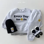 [66-120cm] 笑顔&英字プリント セットアップ - Image 3
