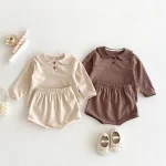 [73-110cm] 丸襟 シンプル セットアップ - Image 4