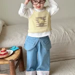 [90-140cm] 取り外し可能 スカート デニム パンツ