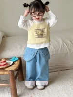 [90-140cm] 取り外し可能 スカート デニム パンツ