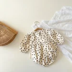 [66-100cm] ワンピース風 ドット ロンパース - Image 3