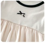 [66-90cm] リボン付き ワンピース風 ロンパース - Image 6