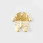 [66-90cm]セットアップ ベスト& ボーダー ロンパース 2点セット - Image 6