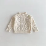 [80-130cm] ハイネック ゲーブル編み セーター - Image 5