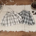 [66-90cm] フリル襟 チェック トップス - Image 6