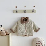 [66-90cm] ノーカラー ボア付き アウター - Image 2