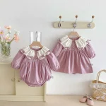 [66-100cm]ロンパース OR ワンピース リボン おしゃれ 姉妹お揃い - Image 9