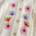 [66-90cm] 花柄 ニット ロンパース - Image 12