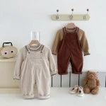 [80-130cm] フロントポケットコーデュロイ サロペット OR セーター - Image 18