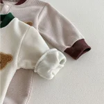 [66-100cm] 熊柄ワッフル オールインワン - Image 5