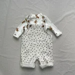 [73-100cm] 花柄 デニム サロペット