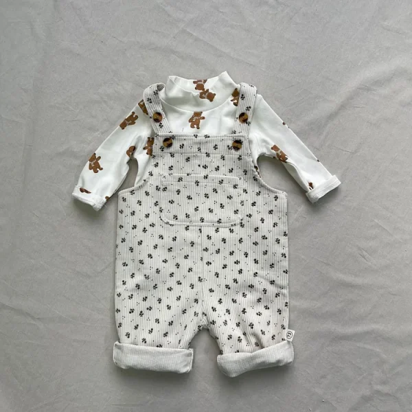 [73-100cm] 花柄 デニム サロペット