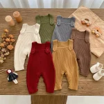 [66-90cm]サロペット シンプル リブ シンプル 肌に優しい - Image 2