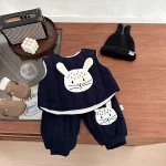 [73-110cm] ウサギ柄 ボア セットアップ - Image 8