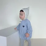 [66-90cm] ハート刺しゅう ロンパース - Image 5