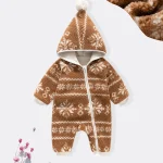 [59-90cm] フード付き 雪柄 オールインワン