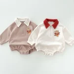 [66-90cm]熊柄ポロ ロンパース - Image 7