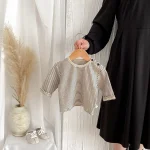 [73-100cm] サイドボタン ボーダー シャツ - Image 9