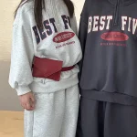 [80-130cm] 英字 ハーフジッパー セットアップ - Image 6