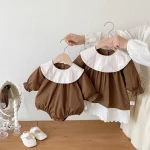 [66-100cm] 丸襟 ワンピース  or ロンパース - Image 4