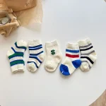 [GOODS] 韓国風 英字ボーダー ソックス 5点セット - Image 7