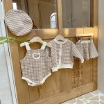 [73-100cm]チェック柄帽子+ トップス + スカート セットアップ /帽子単品 - Image 12