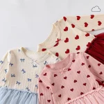 [66-90cm] フハート柄 ロンパース - Image 2