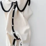 [66-90cm]韓国風丸襟ノーカラー オールインワン - Image 8