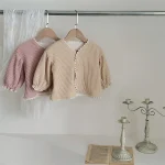 [66-90cm] パフスリーブ リブ カーディガン - Image 7