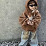 [80-140cm] プリント フード付き 裏起毛 パーカー/デニムパンツ - Image 5