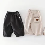 [73-110cm]カジュアルパンツ 熊柄   履きやすい ボトムス - Image 2