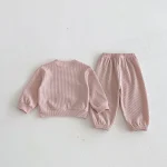 [80-130cm]セットアップ 英字刺繡 ワッフル シンプル 子供服 - Image 18