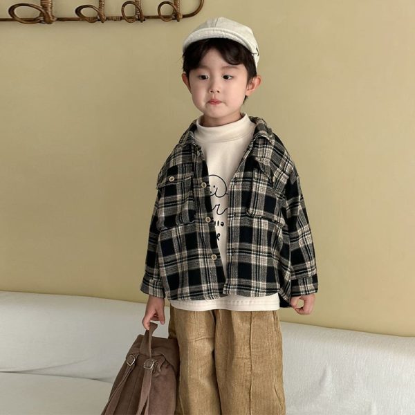 [80-150cm]シャツ チェック柄 カジュアル 合わせやすい トップス