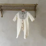 [66-90cm] ボーダー リボン オールインワン - Image 5