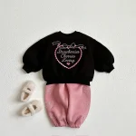 [73-120cm] リボン 英字 カジュアル セットアップ - Image 2