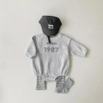 [66-90cm] 数字柄 ワッフル ロンパース - Image 7