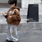 [80-140cm] プリント フード付き 裏起毛 パーカー/デニムパンツ - Image 3