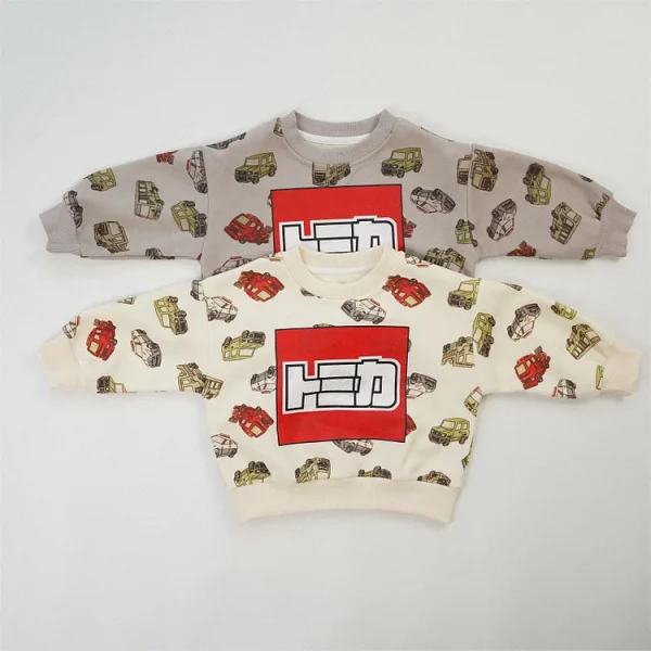 [80-130cm] 車プリント トレーナー