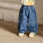 [80-150cm]デニムパンツ ポケット付き カジュアル 履きやすい - Image 3